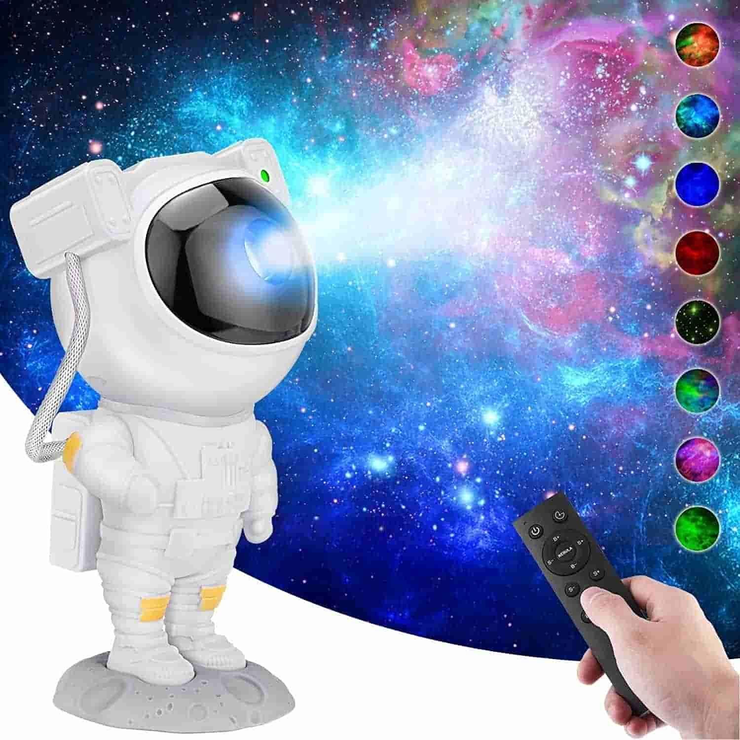 Astronaut Galaxy Star Projector – 360° Rotating Night Light with Remote & Timer